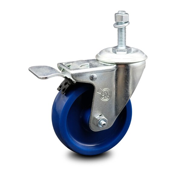 4 Inch Solid Polyurethane Swivel 3/8 Inch Stem Caster with Total Lock Brake SCC